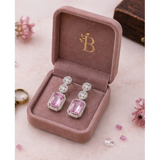 Generic Women's Brass Silver Plated Drop Earrings (Pink) Generic Women's Brass Silver Plated Drop Earrings (Pink)