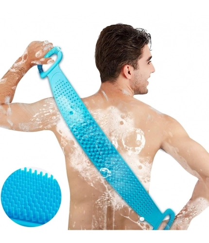Generic Pack Of 2_Silicone Bath Scrubber Belt – Dual-Sided Exfoliating Body Cleaning Strap (Color: Assorted )
