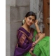 Generic Women's Soft Litchi Silk Jacquard Work Saree With Unstitched Blouse 5.5Mtr (Dark Green)
