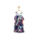 Generic Girl's Rayon Printed Shoulder Straps Dress (Navy Blue)