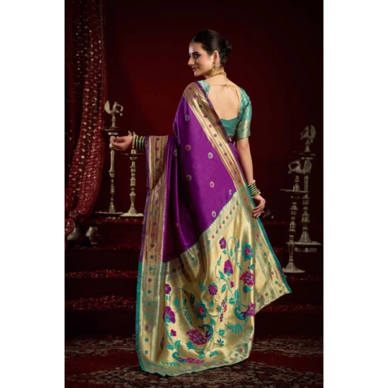 Generic Women's Silk Blend Woven Saree With Unstitched Blouse 5.5 Mtr (Purple) Generic Women's Silk Blend Woven Saree With Unstitched Blouse 5.5 Mtr (Purple)