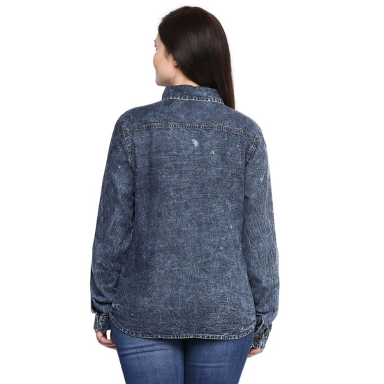 Generic Women's Denim Solid Long Sleeves Shirt (Blue) Generic Women's Denim Solid Long Sleeves Shirt (Blue)