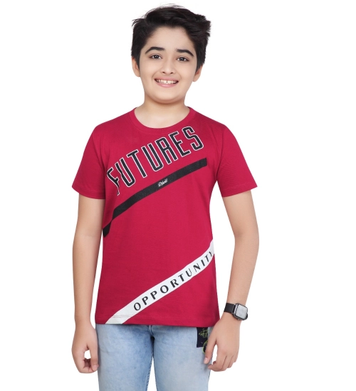 Generic Boy's Cotton Grapic Printed Round Neck T-Shirt (Marron)