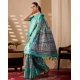 Generic Women's Faux_Silk Printed Saree With Unstitched Blouse 5.5Mtr (Turquoise)
