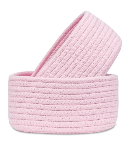 Generic Cotton 8x3 Inch Round 2 Set Bedside Organizer With Out Lid (Pink)