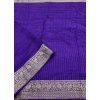 Generic Women's Cotton Blend Checkered Saree With Unstitched Blouse 5.5Mtr (Royal Blue)