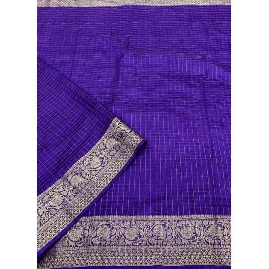 Generic Women's Cotton Blend Checkered Saree With Unstitched Blouse 5.5Mtr (Royal Blue) Generic Women's Cotton Blend Checkered Saree With Unstitched Blouse 5.5Mtr (Royal Blue)