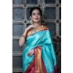 Generic Women's Soft Litchi Silk Jacquard Work Saree With Unstitched Blouse 5.5Mtr (Sky Blue)