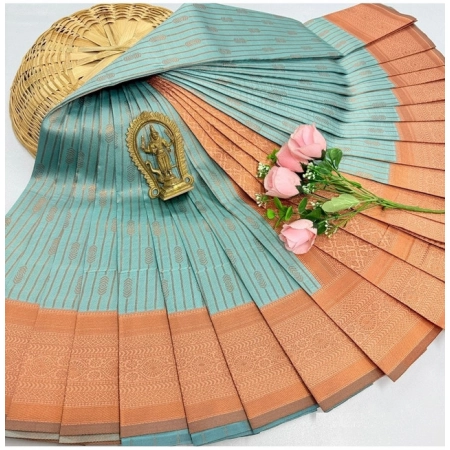 Generic Women's Soft Silk Printed Saree With Unstitched Blouse 5.5Mtr (Pista Green)