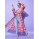 Generic Women's Polyester Check Long Sleeves Shrug (Pink) Generic Women's Polyester Check Long Sleeves Shrug (Pink)