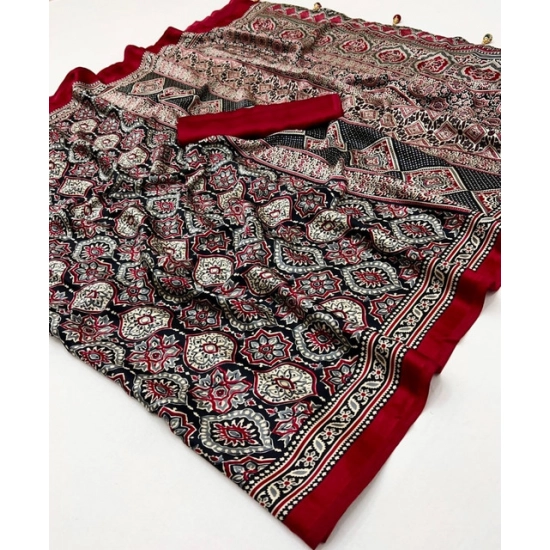 Generic Women's Crepe Printed Saree With Unstitched Blouse 5.5Mtr (Multicolor) Generic Women's Crepe Printed Saree With Unstitched Blouse 5.5Mtr (Multicolor)