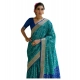 Generic Women's Silk_Blend Ethnic Ikat Pattern Saree With Unstitched Blouse 5.5Mtr (Teal)