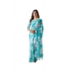 Generic Women's Georgette Printed Saree With Unstitched Blouse 5.5Mtr (Aqua_Blue)
