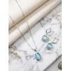 Generic Women's Brass Silver Plated Pendant Set (Blue)