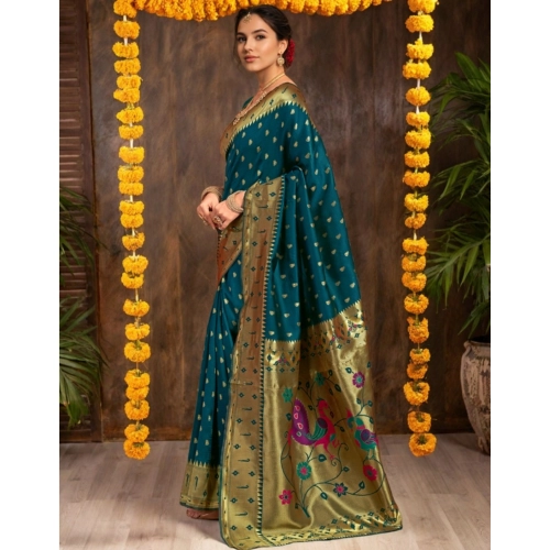 Women's Silk Blend Zari Weaving Saree With Unstitched Blouse 5.5Mtr (Teal) Women's Silk Blend Zari Weaving Saree With Unstitched Blouse 5.5Mtr (Teal)