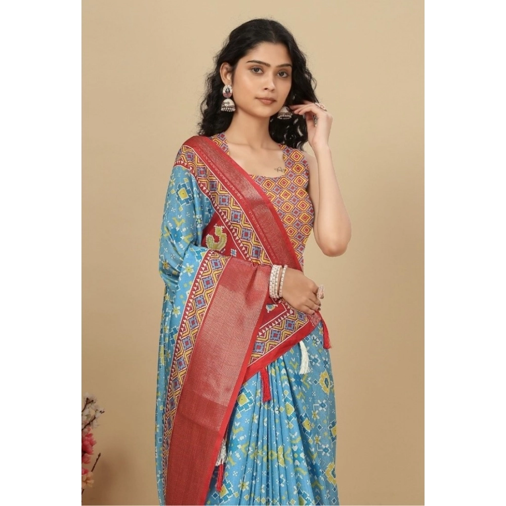 Generic Women's Cotton Silk Printed Saree With Unstitched Blouse 5.5Mtr (Rama) Generic Women's Cotton Silk Printed Saree With Unstitched Blouse 5.5Mtr (Rama)