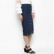 Generic Women's Denim Front Button Buttoned Skirt (Blue)