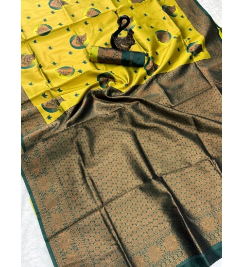 Generic Women's Banarasi Silk Jacquard Work Saree With Unstitched Blouse 5.5Mtr (Yellow) Generic Women's Banarasi Silk Jacquard Work Saree With Unstitched Blouse 5.5Mtr (Yellow)