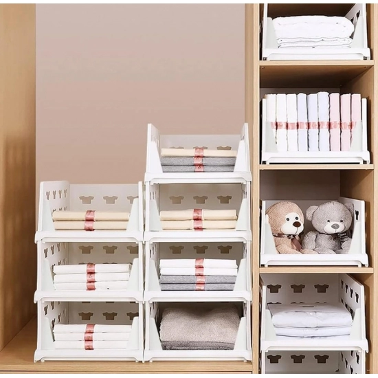 Generic Pack of 1 Plastic Foldable Stackable Storage Organizer (White) Generic Pack of 1 Plastic Foldable Stackable Storage Organizer (White)