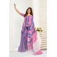 Generic Women's Linen Cotton Printed Ready To Wear Saree With Unstitched Blouse 5.5 Mtr (Pink)