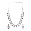 Generic Women's Brass Silver Plated Necklace set (Green) Generic Women's Brass Silver Plated Necklace set (Green)