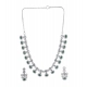 Generic Women's Brass Silver Plated Necklace set (Green)
