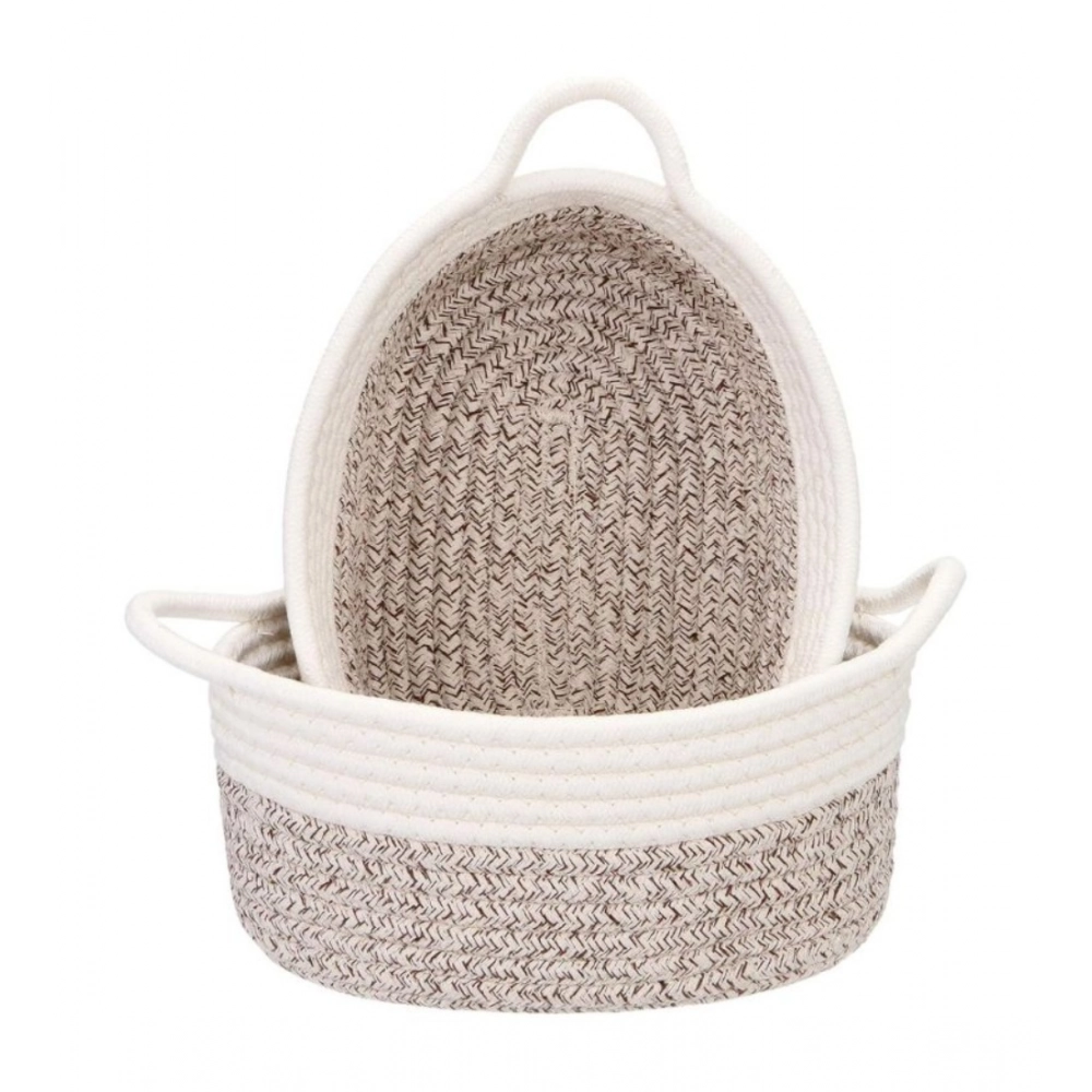 Generic Cotton Kidi 2 Pcs Storage Basket For Clothes (White) Generic Cotton Kidi 2 Pcs Storage Basket For Clothes (White)