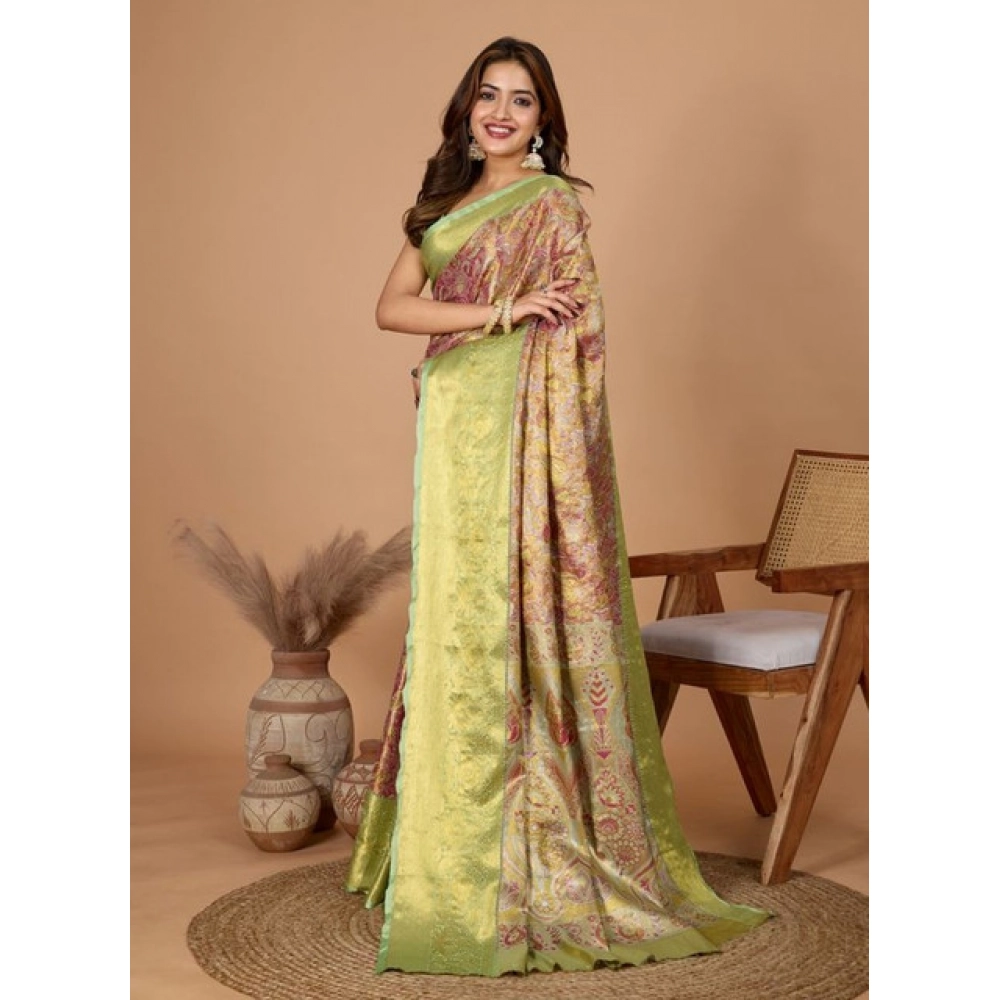 Women's Jacquard Saree With Unstitched Blouse 5.5Mtr (Multicolor)