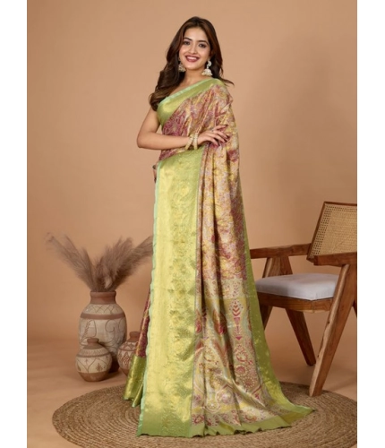 Generic Women's Jacquard Saree With Unstitched Blouse 5.5Mtr (Multicolor)