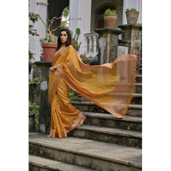 Generic Women's Silk_Blend Butti Pattern Saree With Unstitched Blouse 5.5Mtr (Mustard) Generic Women's Silk_Blend Butti Pattern Saree With Unstitched Blouse 5.5Mtr (Mustard)