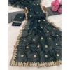 Generic Women's Georgette Embroidered Saree With Unstitched Blouse 5.5Mtr (Teal)