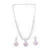 Generic Women's Brass Silver Plated Necklace set (Pink) Generic Women's Brass Silver Plated Necklace set (Pink)