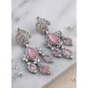 Generic Women's Brass Silver Plated Drop Earrings (Pink) Generic Women's Brass Silver Plated Drop Earrings (Pink)