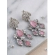Generic Women's Brass Silver Plated Drop Earrings (Pink)