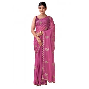 Generic Women's Digital Printed  Georgette Saree With Unstitched Blouse (Pink, 5-6 Mtrs)