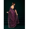 Generic Women's Net Sequence Saree With Unstitched Blouse 5.5Mtr (Purple)