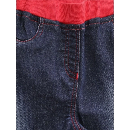 Generic Girl's Denim Ribbed Elasticated Jeans (Red-Blue) Generic Girl's Denim Ribbed Elasticated Jeans (Red-Blue)