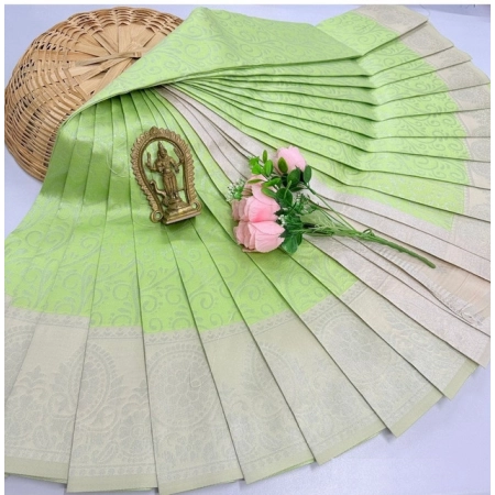 Generic Women's Soft Silk Printed Saree With Unstitched Blouse 5.5Mtr (Pista Green)