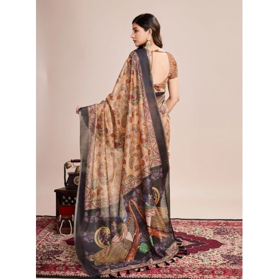 Generic Women's Semi Cotton Digital Print Saree With Unstitched Blouse 5.5Mtr (Beige) Generic Women's Semi Cotton Digital Print Saree With Unstitched Blouse 5.5Mtr (Beige)