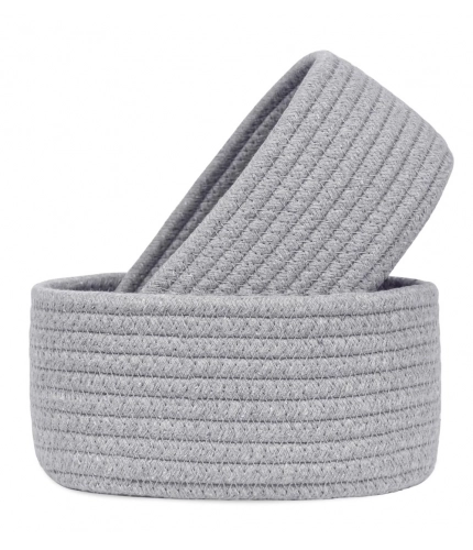 Generic Cotton 8x3 Inch Round 2 Set Bedside Organizer With Out Lid (Gray)