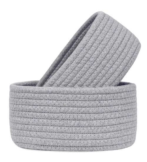 Generic Cotton 8x3 Inch Round 2 Set Bedside Organizer With Out Lid (Gray) Generic Cotton 8x3 Inch Round 2 Set Bedside Organizer With Out Lid (Gray)