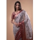 Generic Women's Polyester Printed Saree With Unstitched Blouse 5.5 Mtr (Off-White)