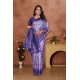 Generic Women's Banarasi Silk Jaquard Woven Saree With Unstitched Blouse 5.5Mtr (Purple)
