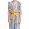 Generic Girl's Rayon Floral Flutter Jumpsuit (Blue-Yellow) Generic Girl's Rayon Floral Flutter Jumpsuit (Blue-Yellow)