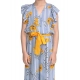 Generic Girl's Rayon Floral Flutter Jumpsuit (Blue-Yellow)