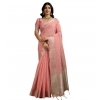 Generic Women's Tissue Checks_With_Buttis Saree With Unstitched Blouse 5.5Mtr (Peach)