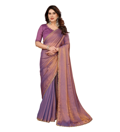 Generic Women's Georgette Printed Saree With Unstitched Blouse 5.5Mtr (Purple)
