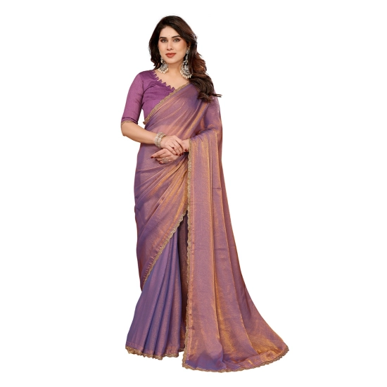 Generic Women's Georgette Printed Saree With Unstitched Blouse 5.5Mtr (Purple)