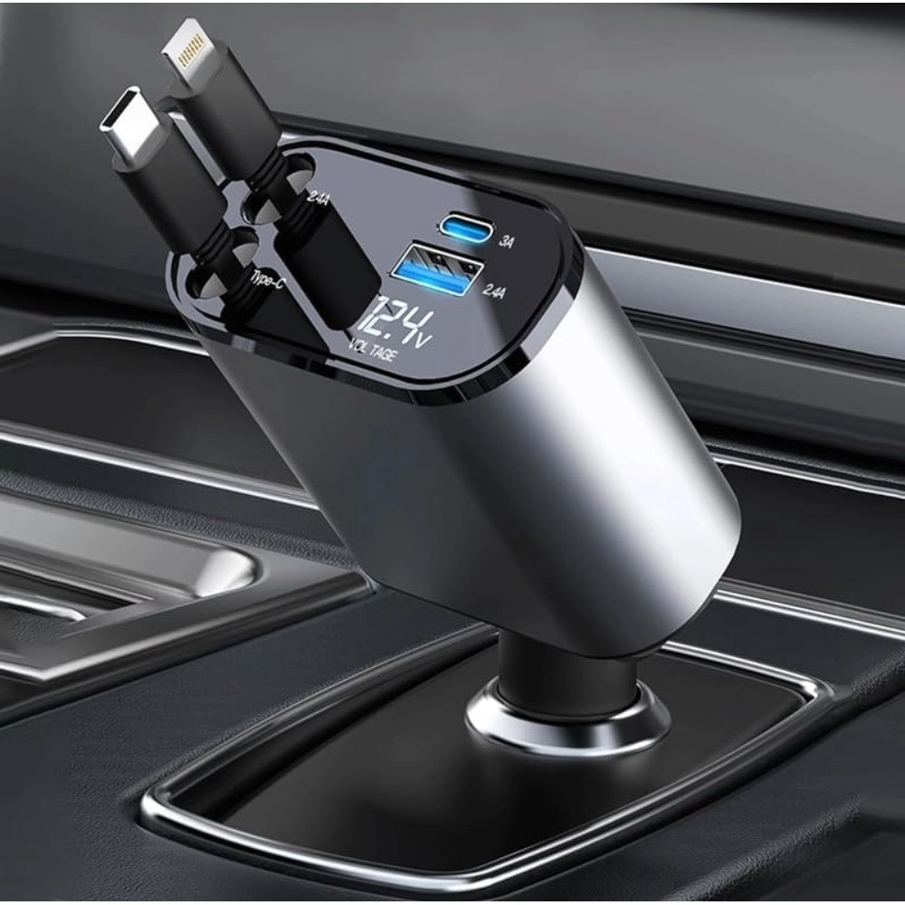 Generic Retractable Car Charger (Grey)