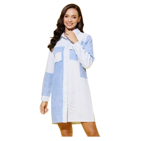 Generic Women's Denim Solid Long Sleeves Dress (Blue)